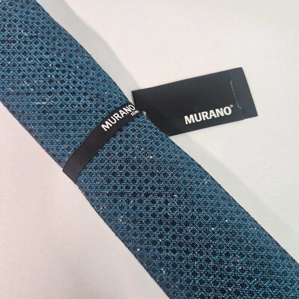 New Murano 100% Silk Tie Men Gray Blue 2.75